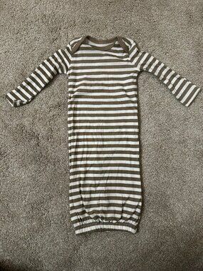 Small Story Organic Cotton Gown - Tan Striped